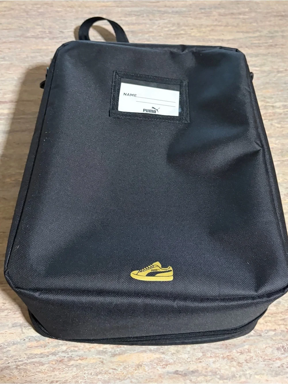 NWT Puma Black Shoe Bag with Gold Logo with detachable strap